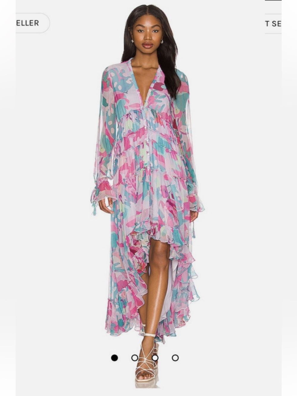 NWT Rococo Sand Revolve Lilac Floral High-Low Chiffon Dress - size med video